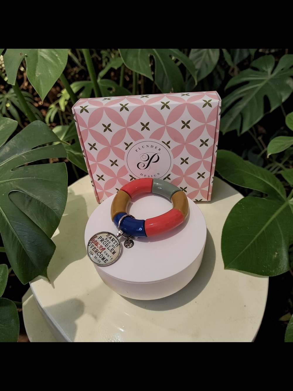 Plunder Multi-Color Resin Segment Bracelet with Charm